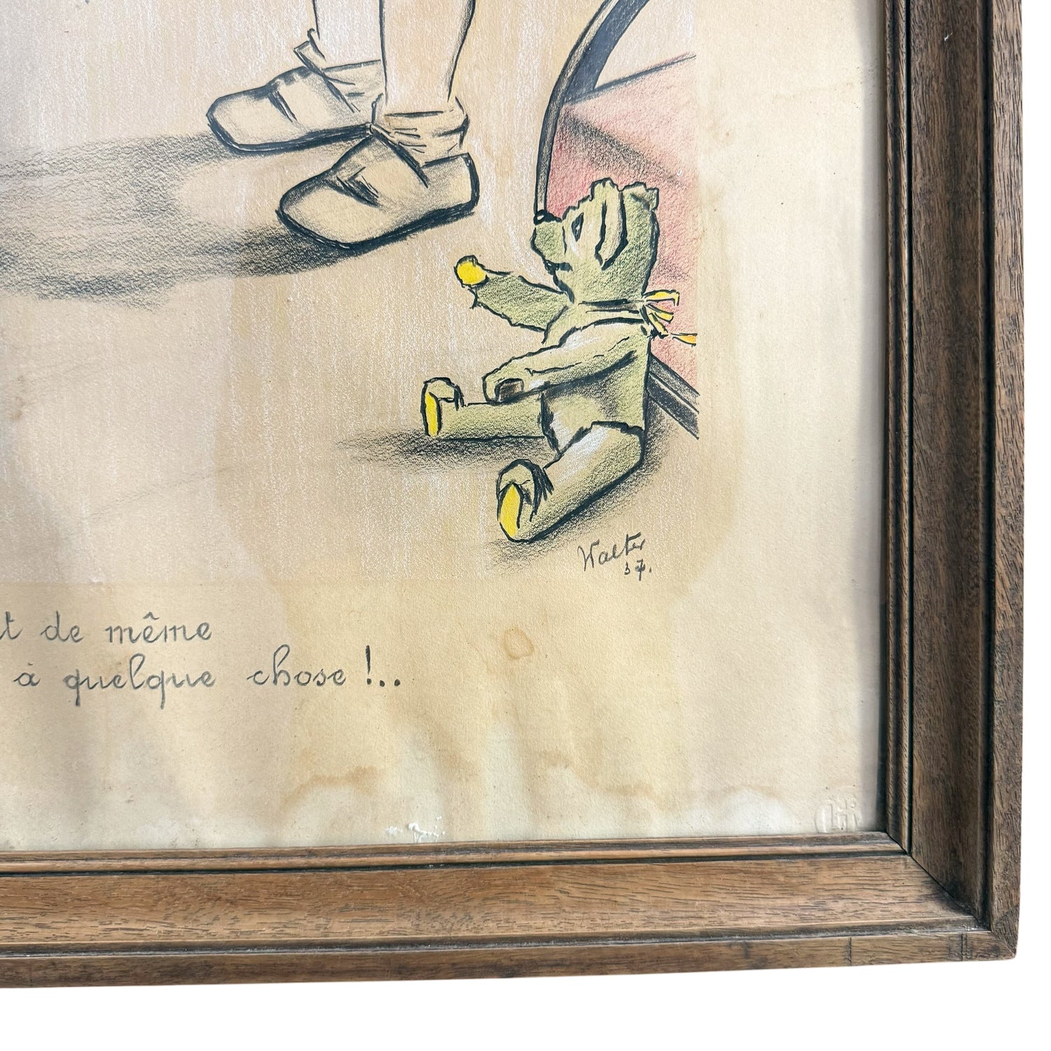 Antique French Drawing – "Men Are Good for Something After All!