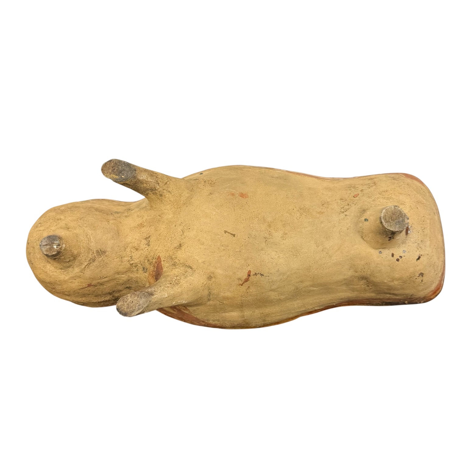 Antique french terracotta baby cake & pâté mold yellow