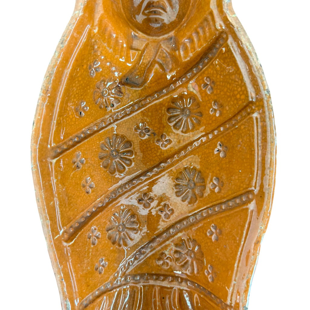 Antique french terracotta baby cake & pâté mold yellow