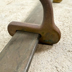 Antique industrial kitchen pot rack in copper with adjustable hooks