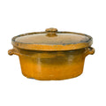 Antique French Terracotta Casserole Dish with Lid