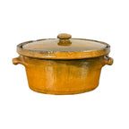 Antique French Terracotta Casserole Dish with Lid