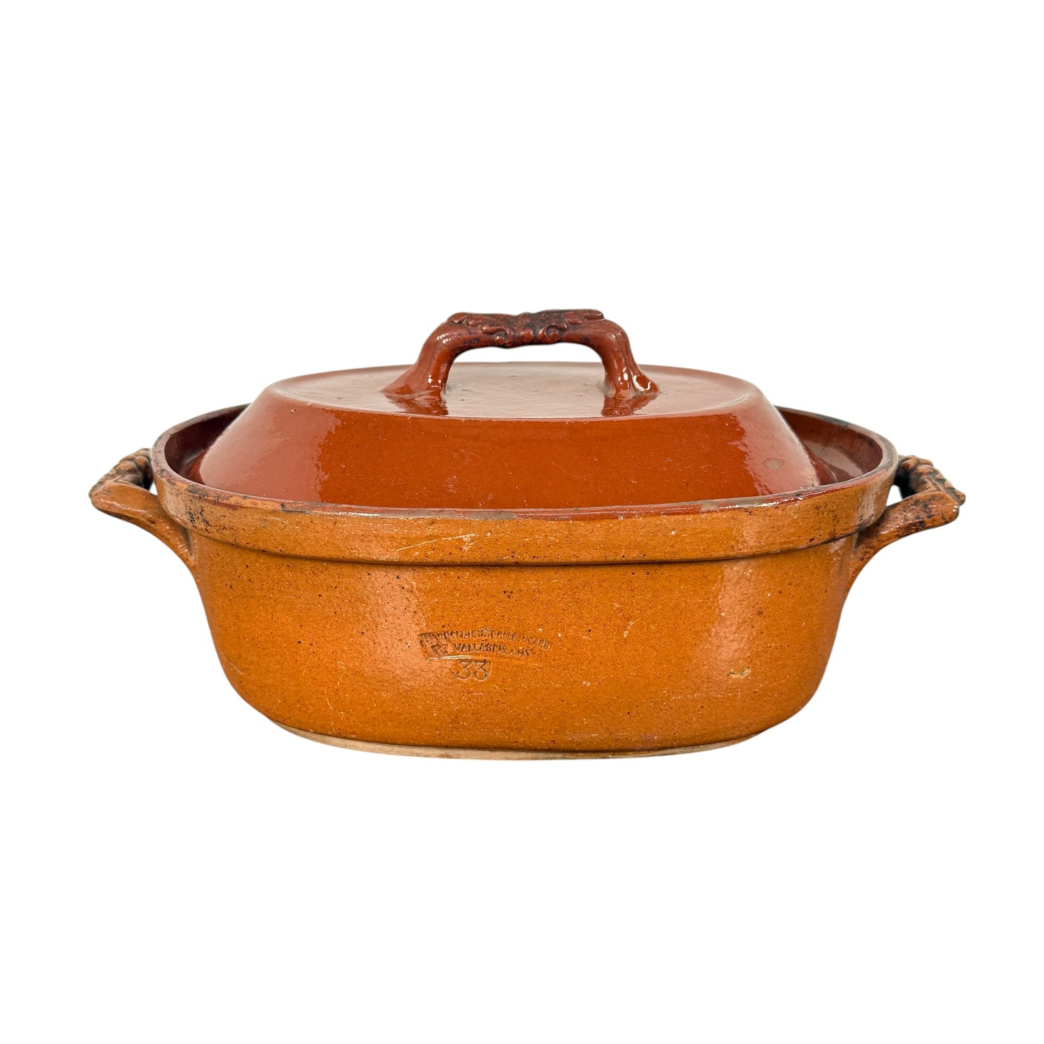 Antique Vallauris Terracotta Casserole Dish