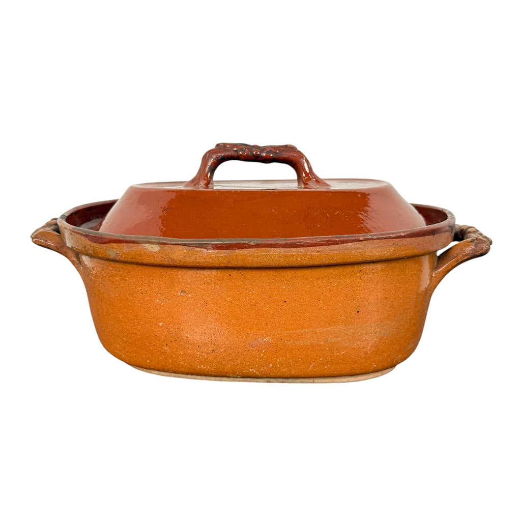 Antique Vallauris Terracotta Casserole Dish
