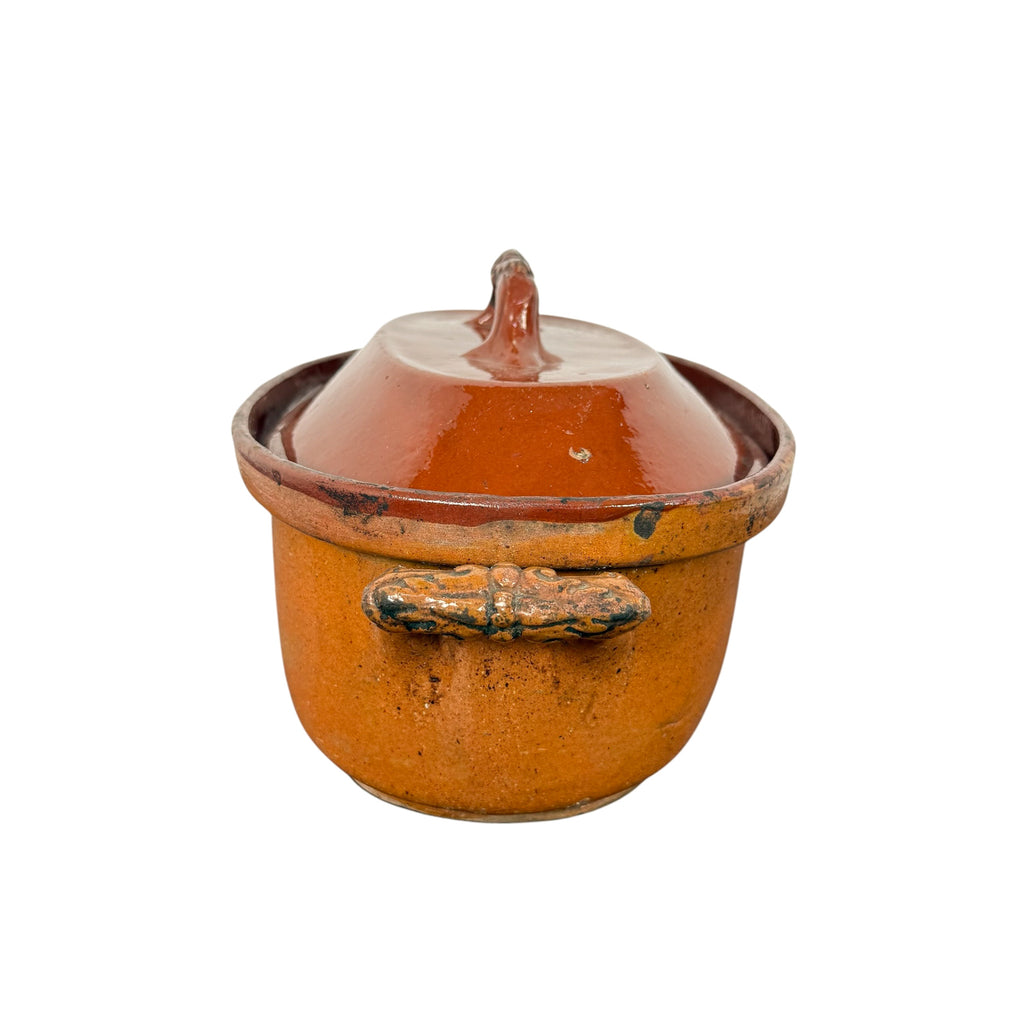 Antique Vallauris Terracotta Casserole Dish