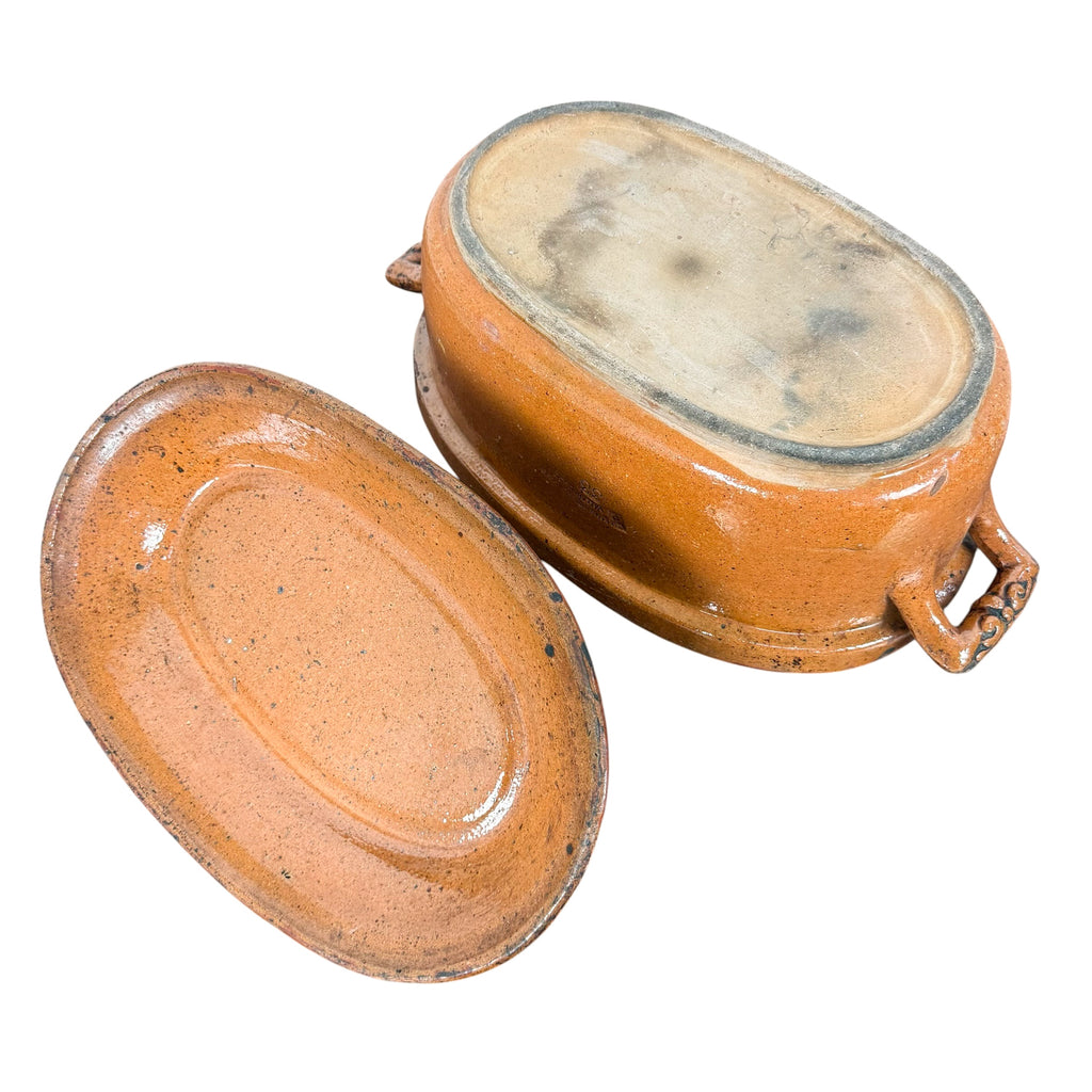 Antique Vallauris Terracotta Casserole Dish