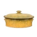 Antique French Oval Terracotta Casserole Dish with Lid