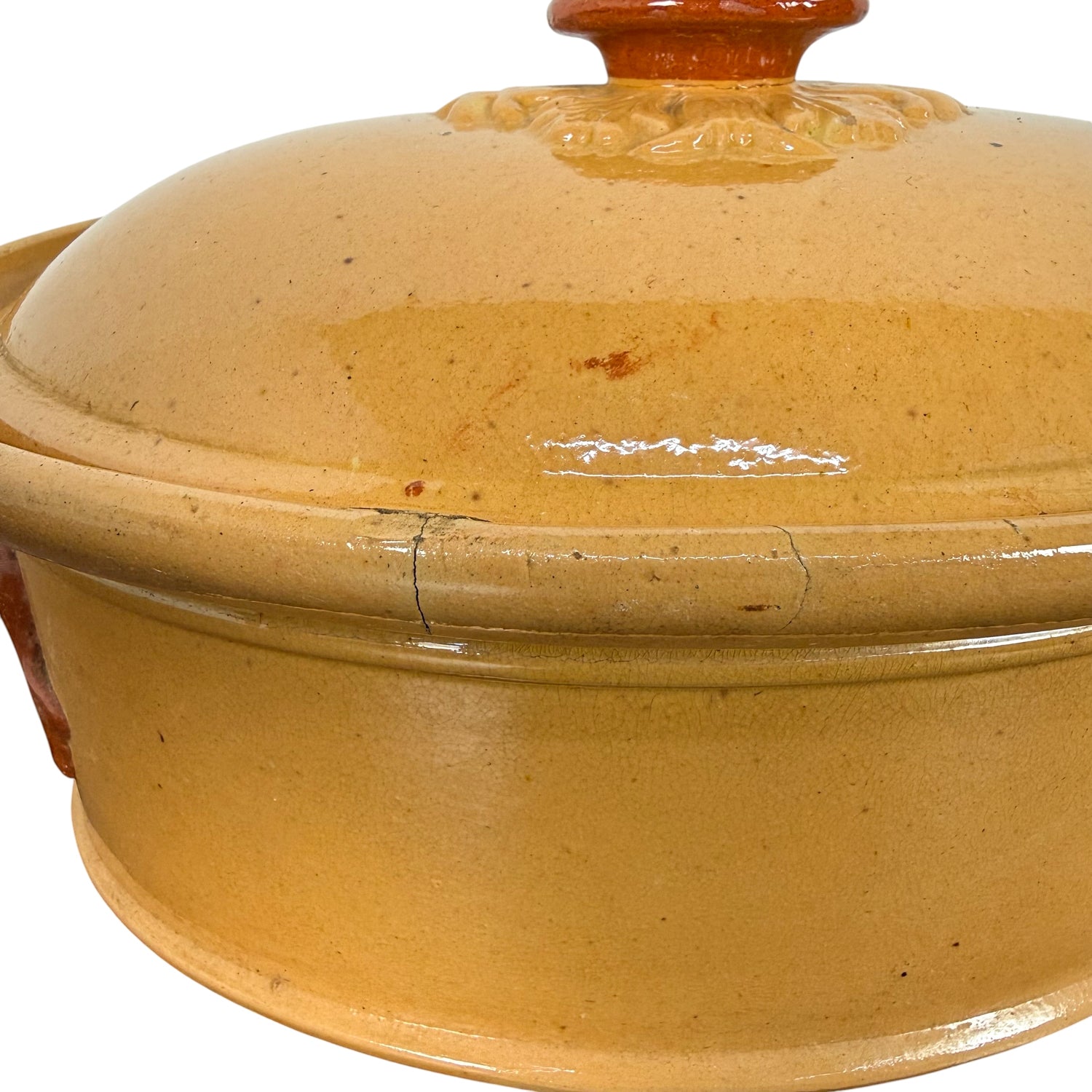 Antique French Terracotta Casserole Dish With Lid