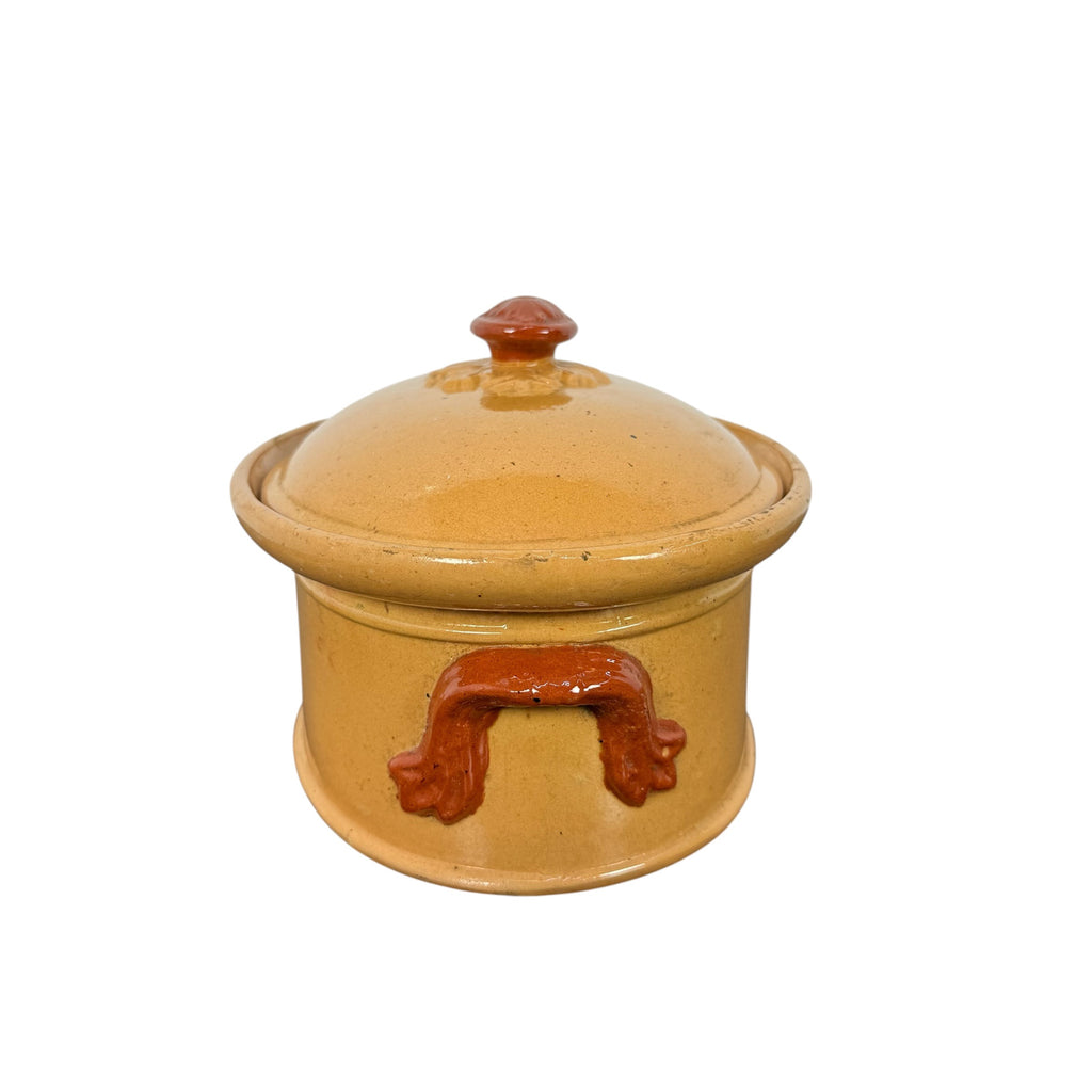 Antique French Terracotta Casserole Dish With Lid