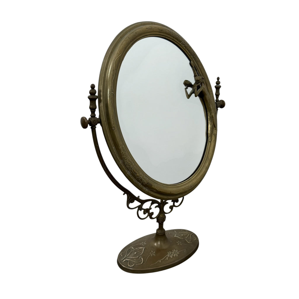 Art Nouveau Style Vanity Mirror with female figure