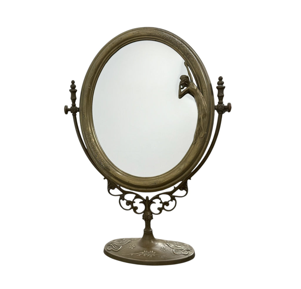 Art Nouveau Style Vanity Mirror with female figure