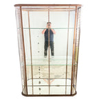Large Antique Museum Display Cabinet with Curved Glass