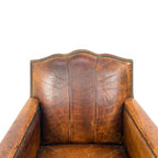 French Antique Leather Moustache Club Chair