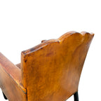 French Antique Leather Moustache Club Chair
