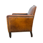 French Antique Leather Moustache Club Chair