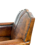 French Antique Leather Moustache Club Chair