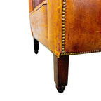 French Antique Leather Moustache Club Chair