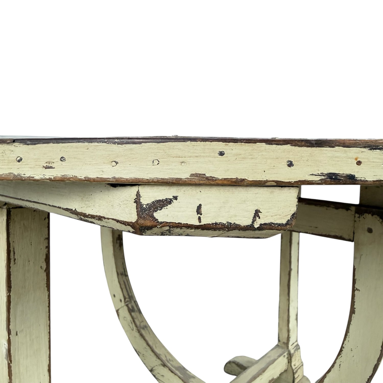 Antique French Folding Wine Table with Metal Top