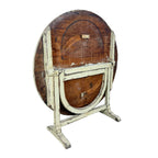 Antique French Folding Wine Table with Metal Top