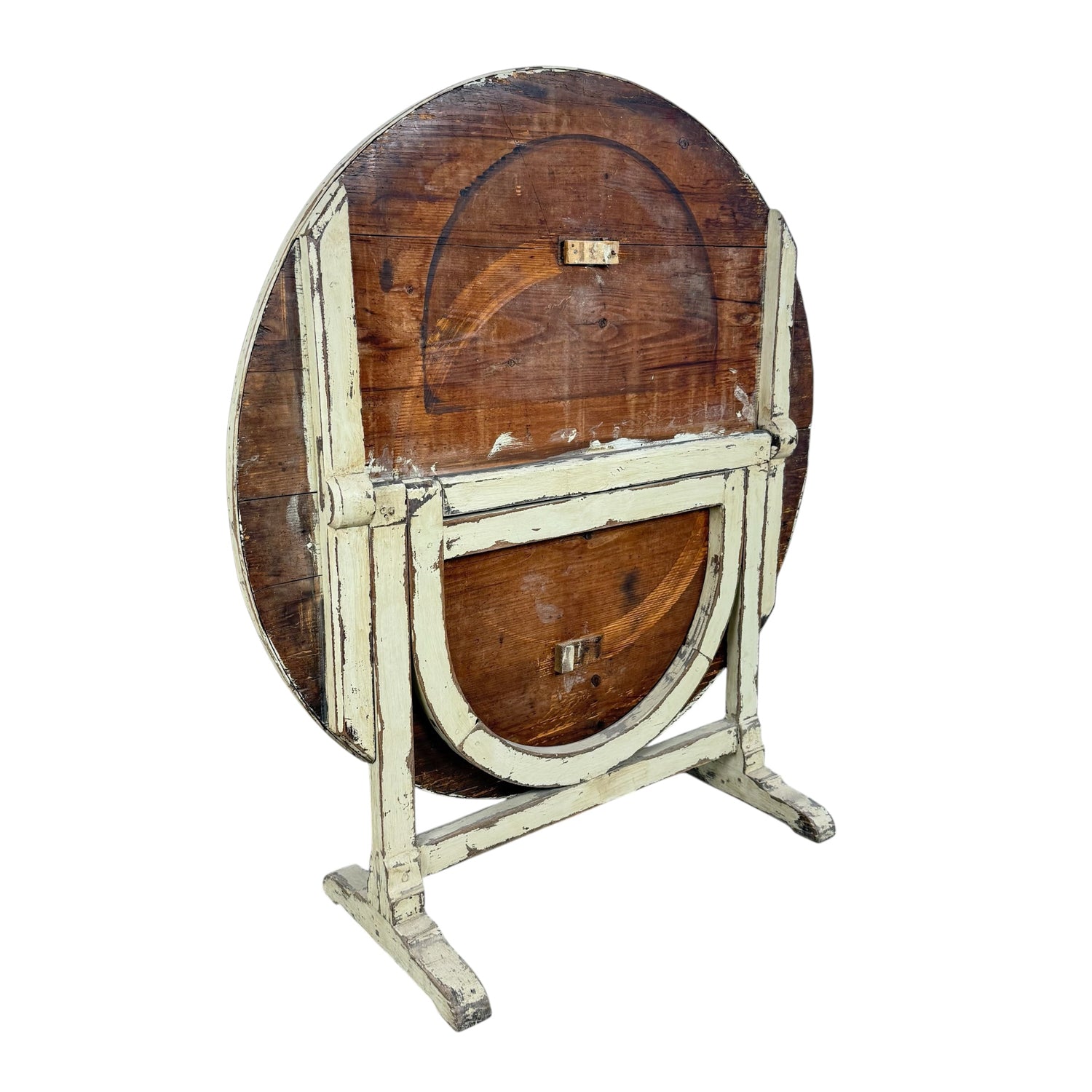 Antique French Folding Wine Table with Metal Top