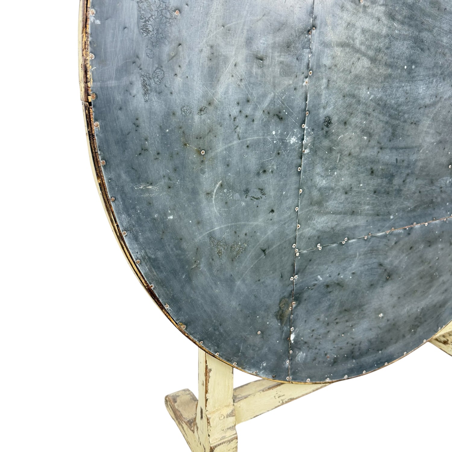 Antique French Folding Wine Table with Metal Top