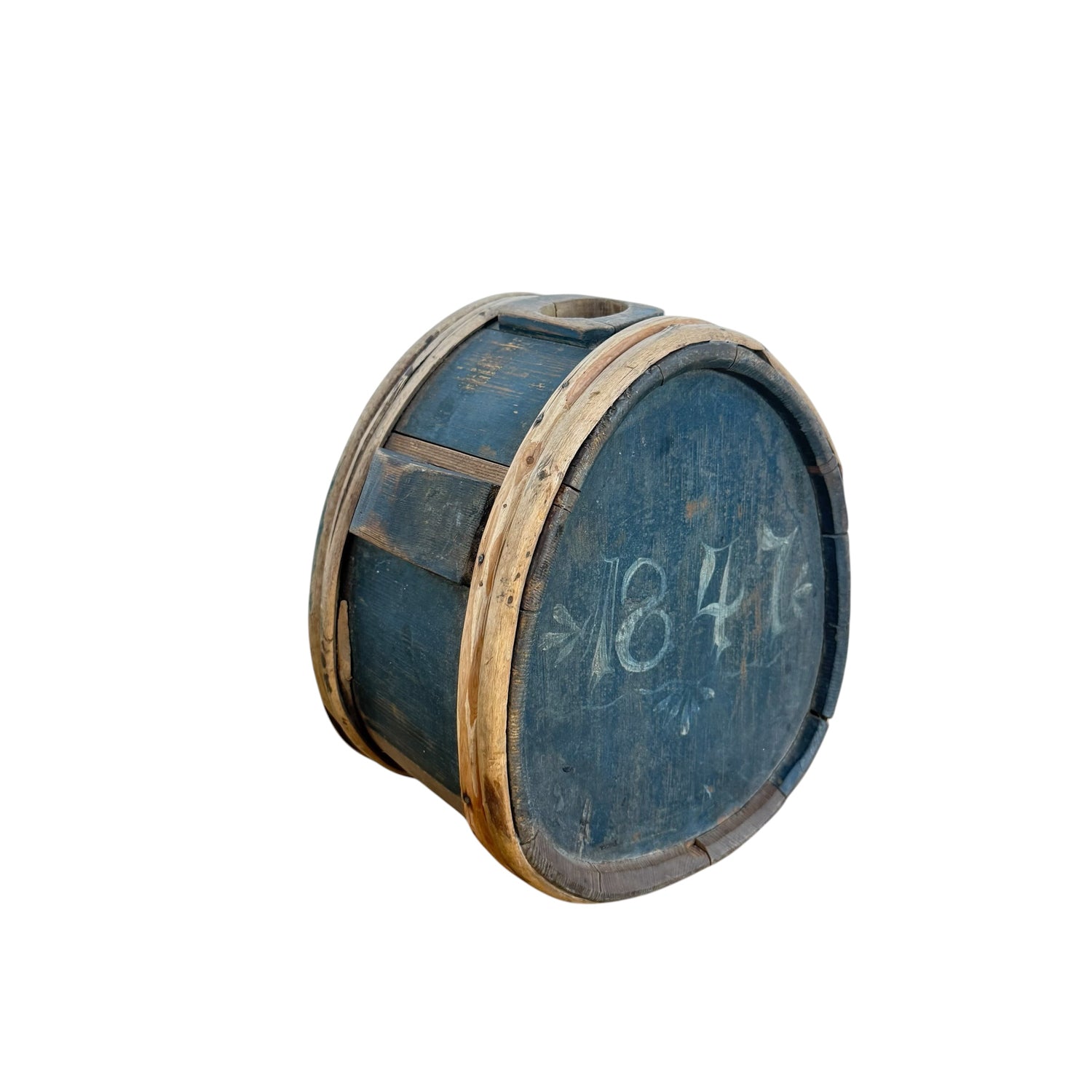 Antique Swedish Wooden Field Flask Dated 1847