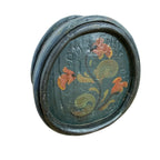 Antique Scandinavian Wooden Field Flask Floral