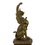 Pair of Antique Art Nouveau Brass Griffin Andirons