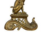 Pair of Antique Art Nouveau Brass Griffin Andirons