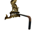 Pair of Antique Art Nouveau Brass Griffin Andirons