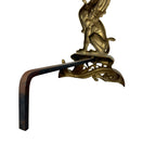 Pair of Antique Art Nouveau Brass Griffin Andirons