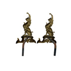 Pair of Antique Art Nouveau Brass Griffin Andirons