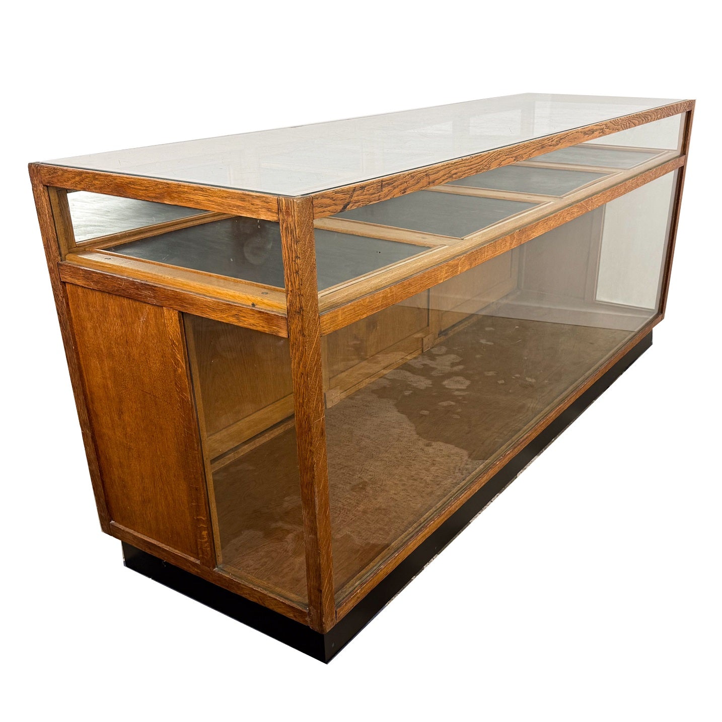 Large vintage oak shop display counter