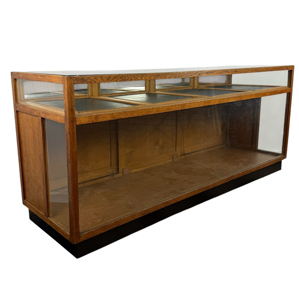 Large vintage oak shop display counter