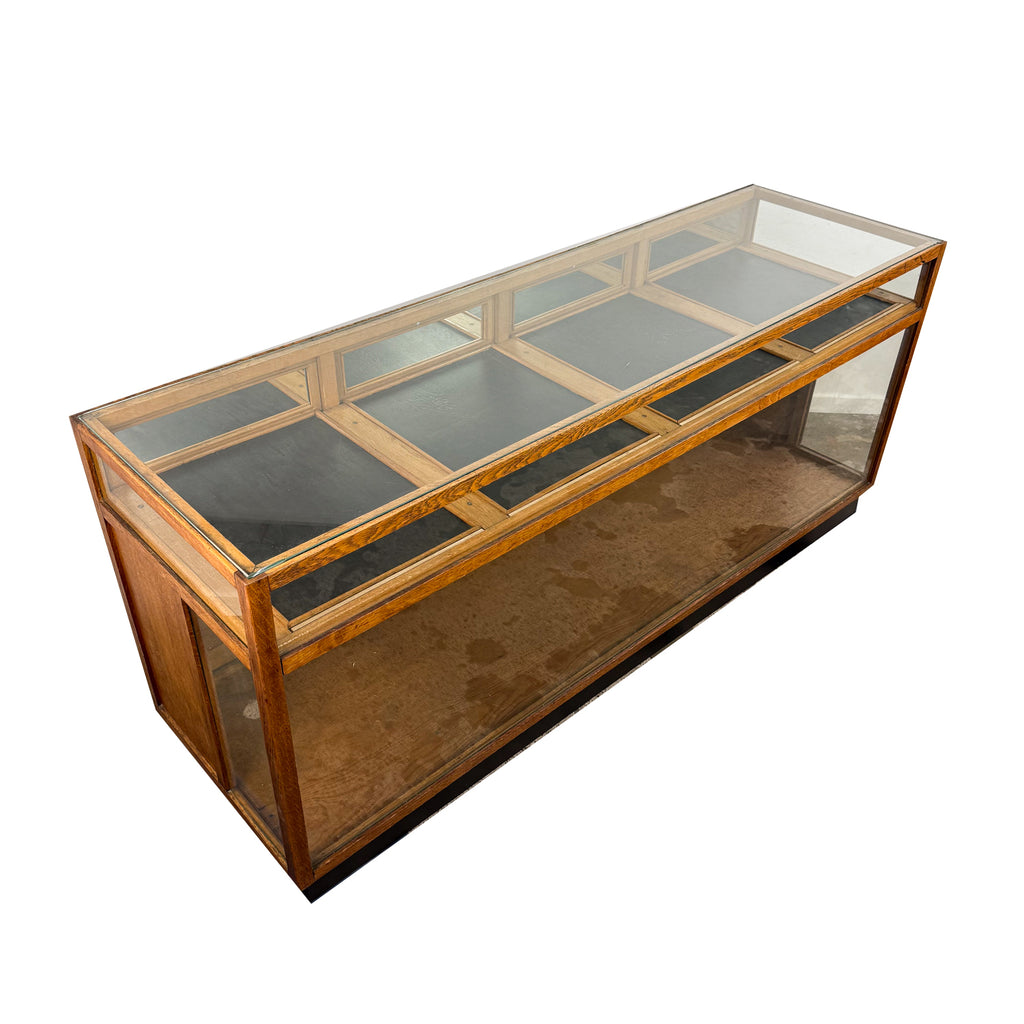 Large vintage oak shop display counter