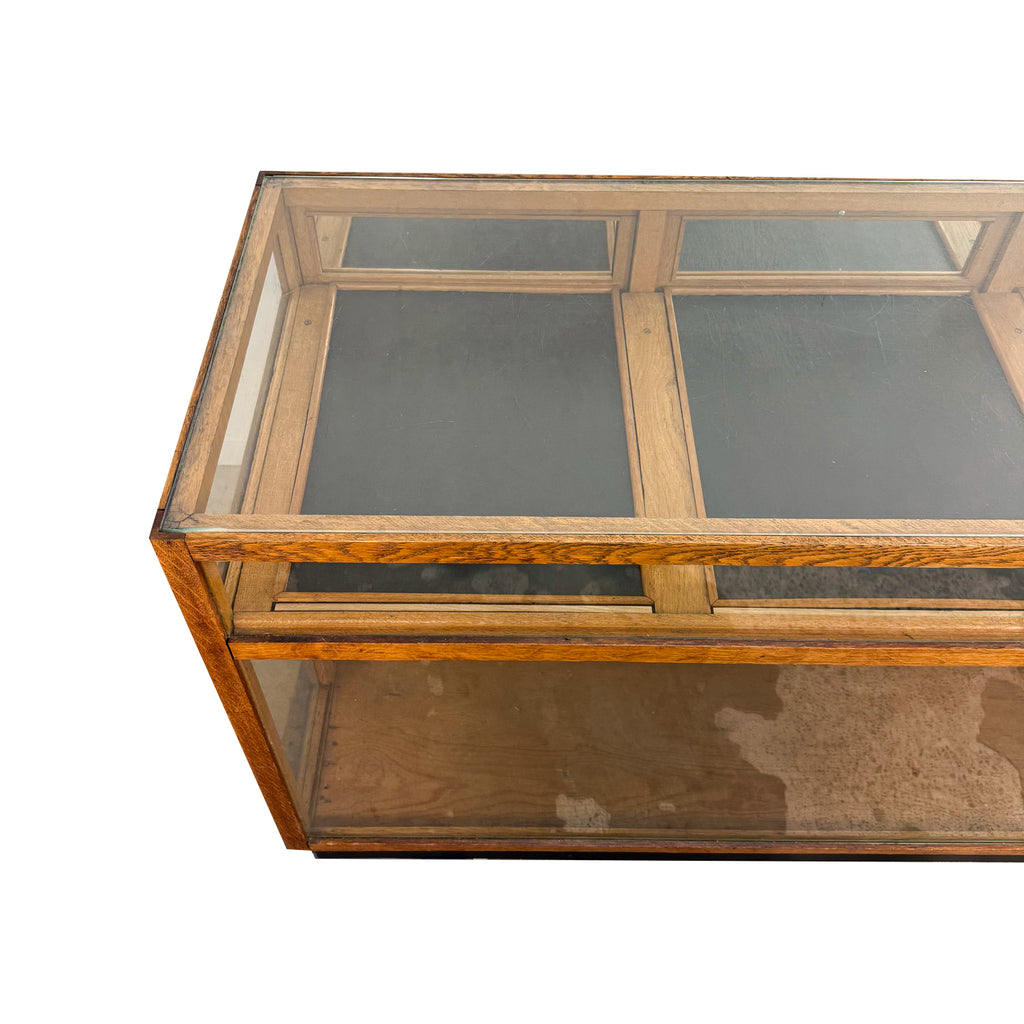 Large vintage oak shop display counter
