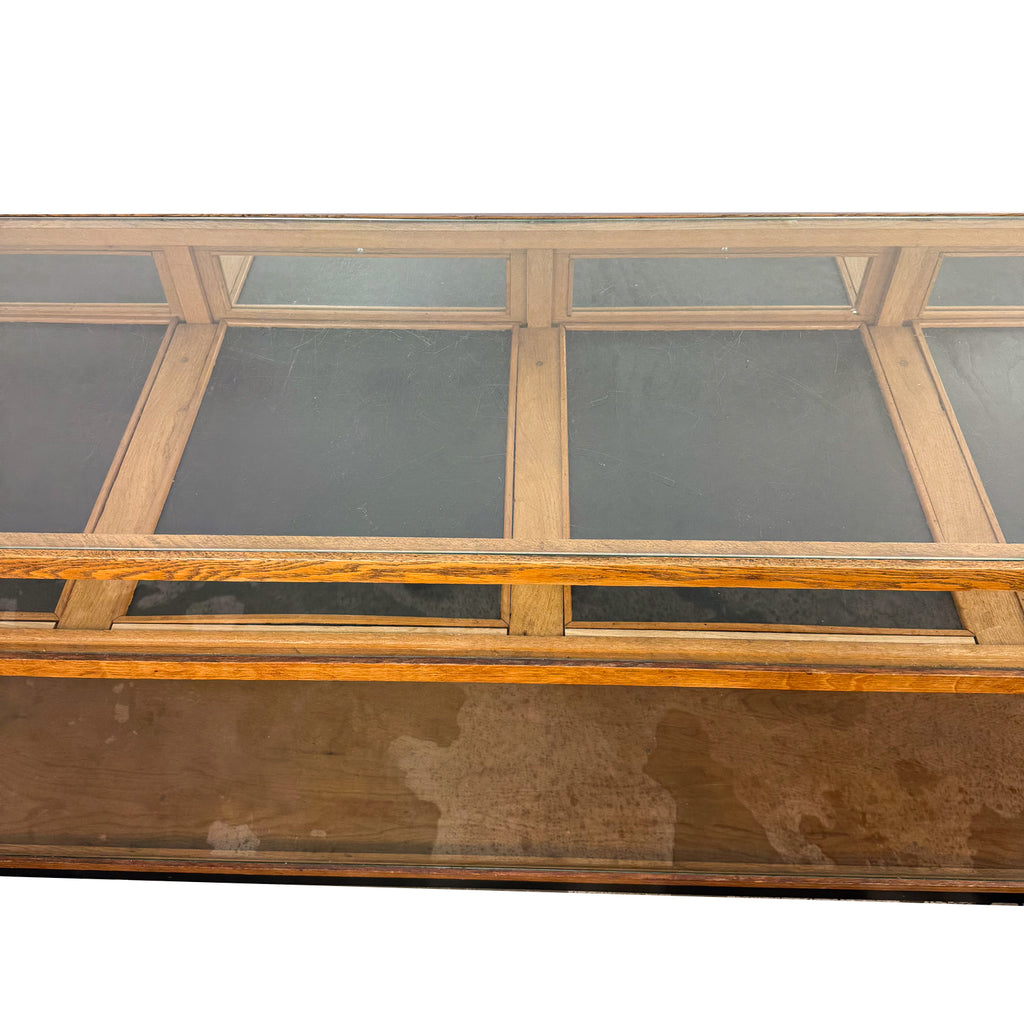 Large vintage oak shop display counter