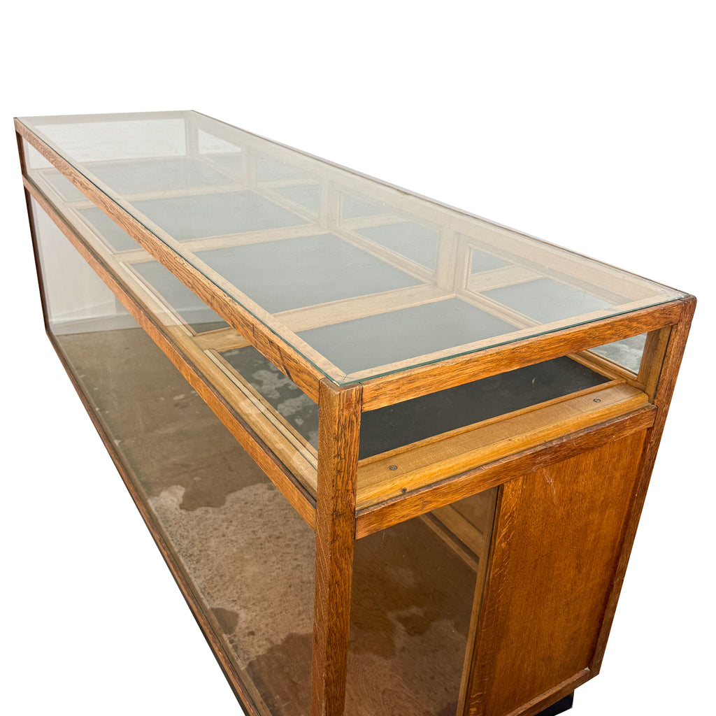 Large vintage oak shop display counter
