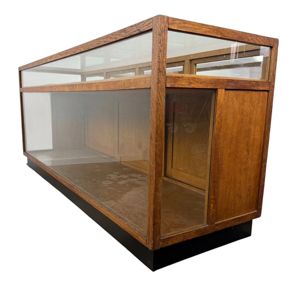 Large vintage oak shop display counter