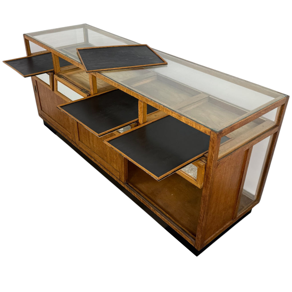 Large vintage oak shop display counter