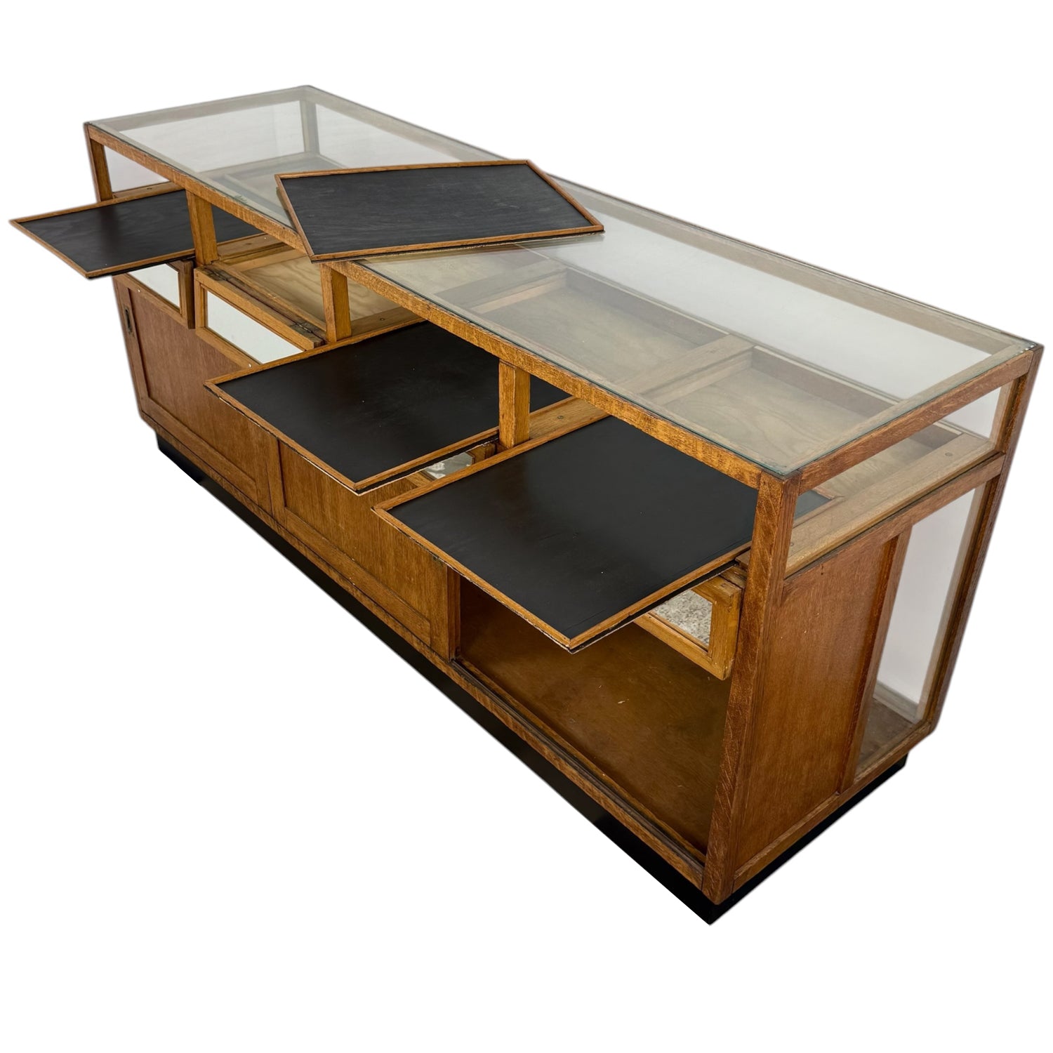 Large vintage oak shop display counter