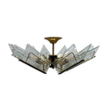 Vintage brass & etched glass chandelier by Massive