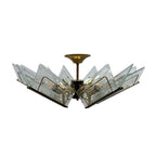 Vintage brass & etched glass chandelier by Massive