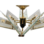 Vintage brass & etched glass chandelier by Massive