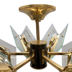 Vintage brass & etched glass chandelier by Massive