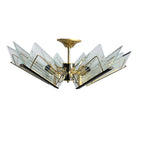 Vintage brass & etched glass chandelier by Massive
