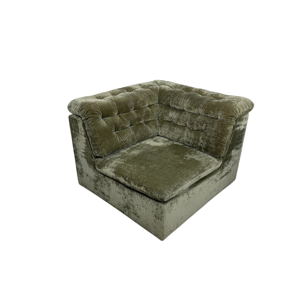 Vintage Modular Velvet Sofa  Olive 2 seater