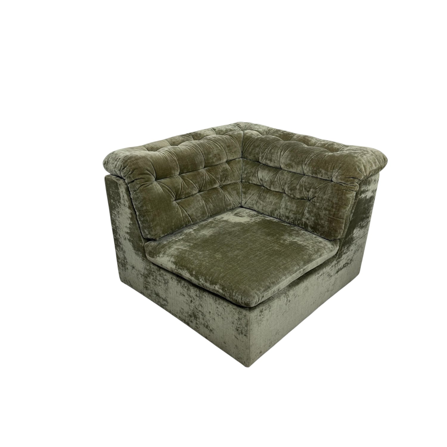 Vintage Modular Velvet Sofa  Olive 2 seater