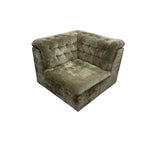 Vintage Modular Velvet Sofa  Olive 2 seater