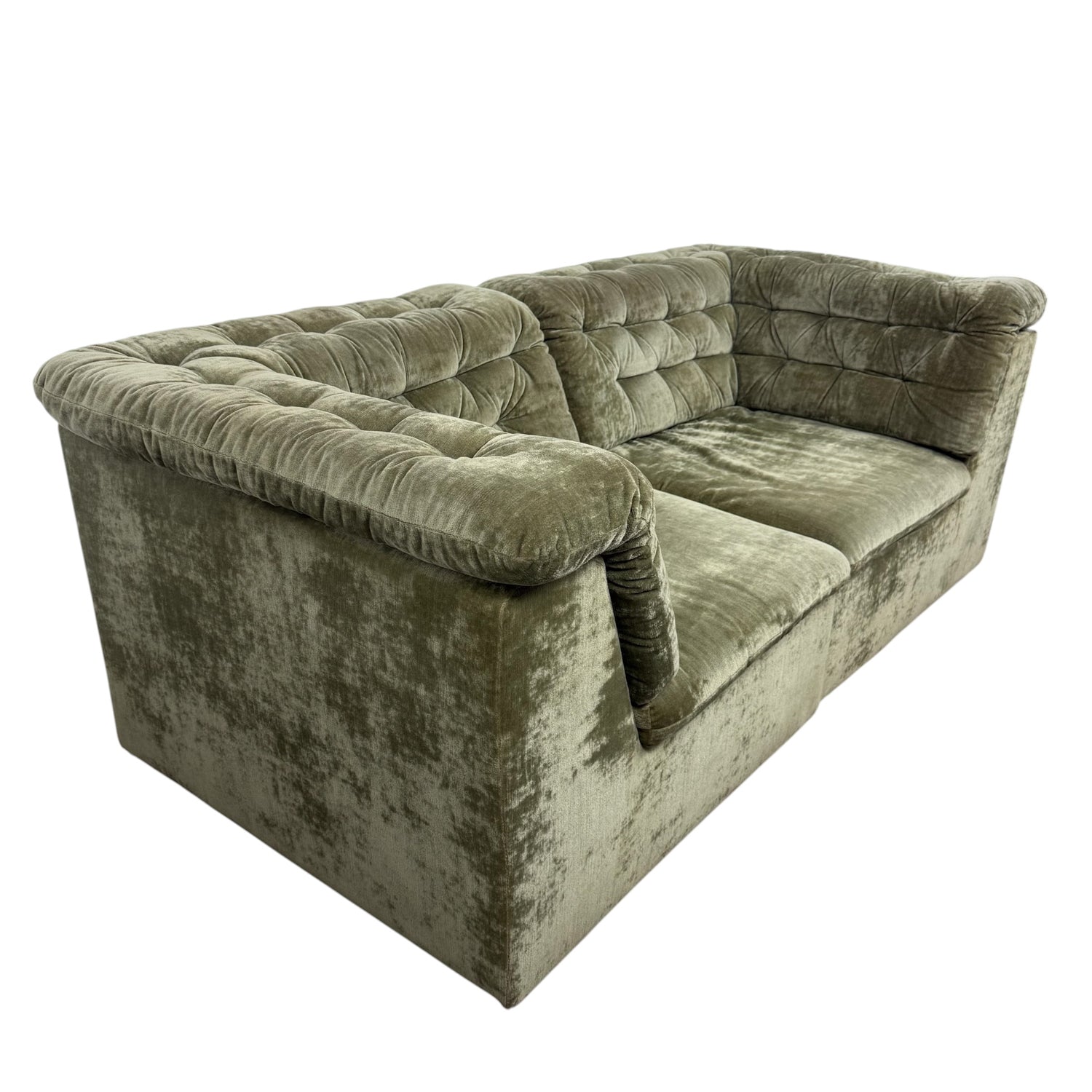Vintage Modular Velvet Sofa  Olive 2 seater